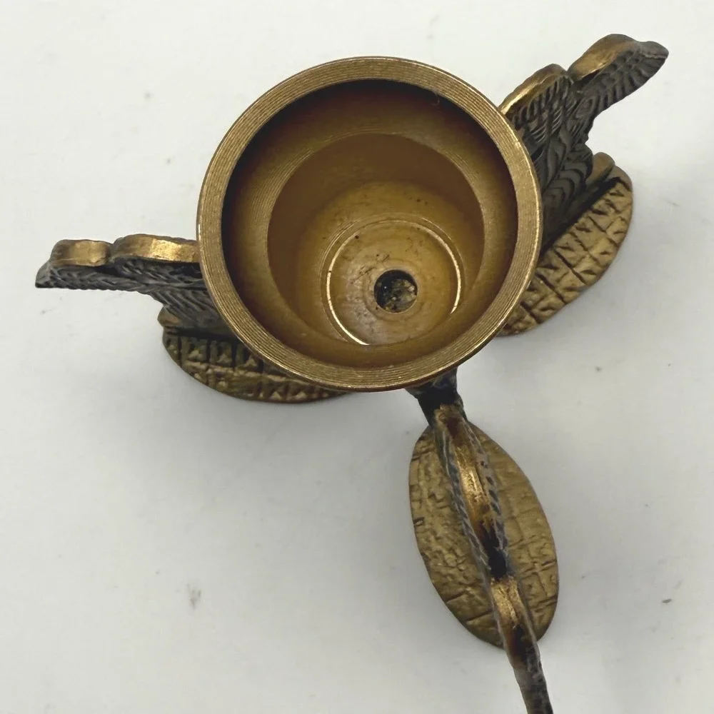 Vintage Brass Kneeling Angel Candle Holder Three‎ Figural Base Gold Taper Cup